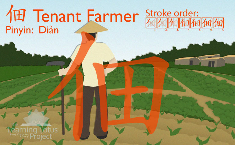 佃 | tenant farmer